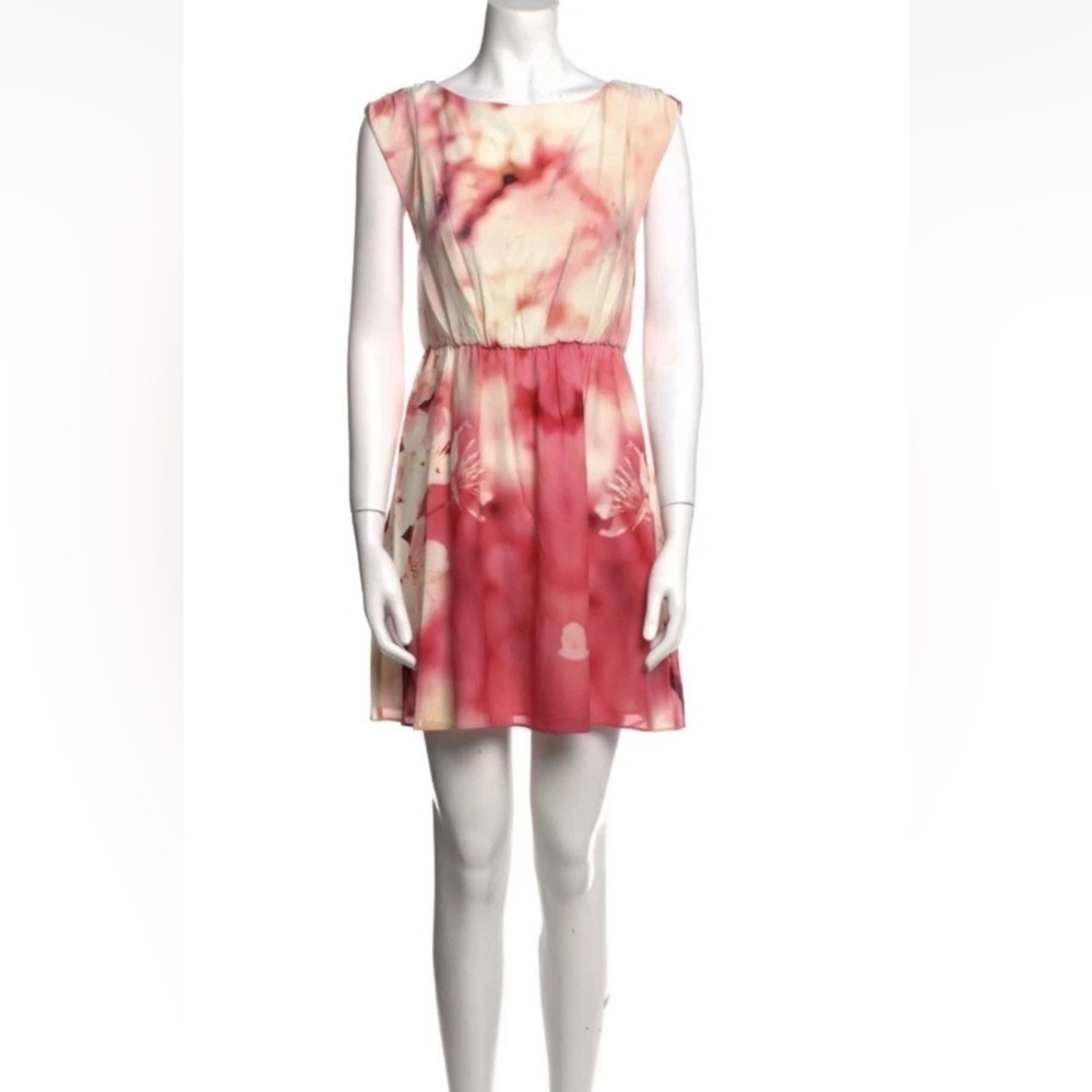 Alice & Olivia Pink White Silk Skater dress Large Party Taylor Swift Float